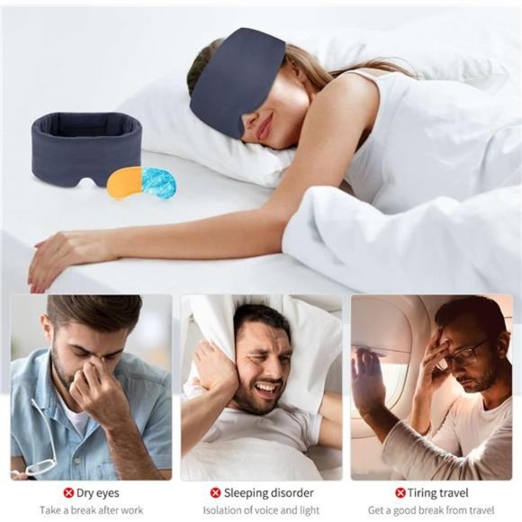 Sleep Mask for Women Men with Cooling/Heated Gel Pad for Dry Puffy Eyes - Picture 2 of 7